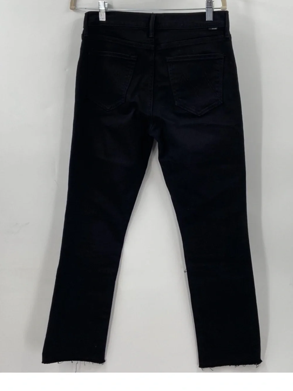 Mother The Rascal Ankle Fray Jeans Pitch Black Stretch Jeans - Picture 4 of 8